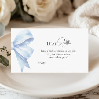 Carte D'accompagnement Dusty Blue Bow Diaper Baby shower Raffle Boy