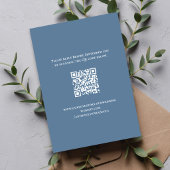 Carte D'accompagnement Dusty Blue Calligraphy QR Code Wedding Details