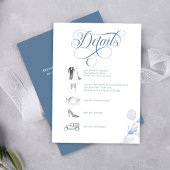 Carte D'accompagnement Dusty Blue Calligraphy QR Code Wedding Details