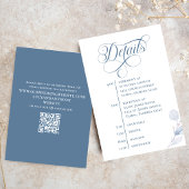 Carte D'accompagnement Dusty Blue Calligraphy QR Code Wedding Insert
