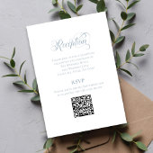 Carte D'accompagnement Dusty Blue Calligraphy Wedding QR Code RSVP