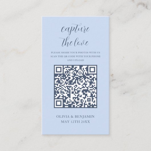 Carte D'accompagnement Dusty Blue | Capturez le code QR d'amour (Devant)