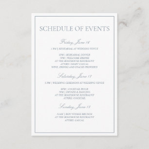 Carte D'accompagnement Dusty Blue Classic Script Horaire des événements