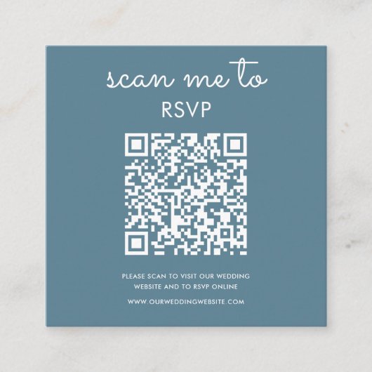 Carte D'accompagnement Dusty Blue | Code QR RSVP de mariage (Devant)