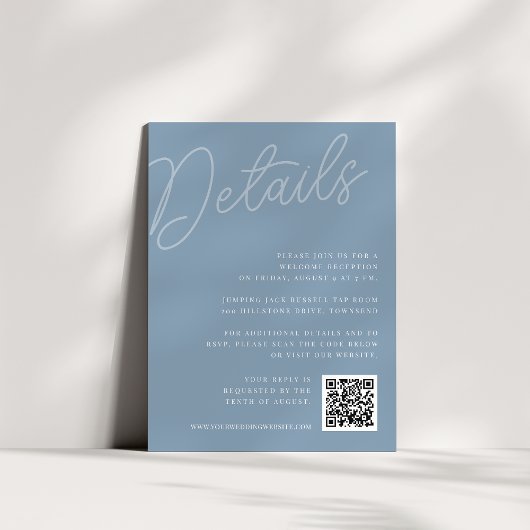 Carte D'accompagnement Dusty Blue | Détails du filigrane de script tout-e