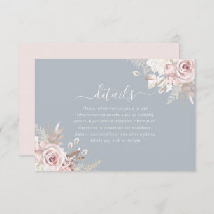 Carte D'accompagnement Dusty Blue Dusty Rose Blush Ivory Détails du Maria