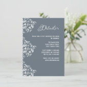 Carte D'accompagnement Dusty Blue Elegant Calligraphy Détails du Mariage (Debout devant)