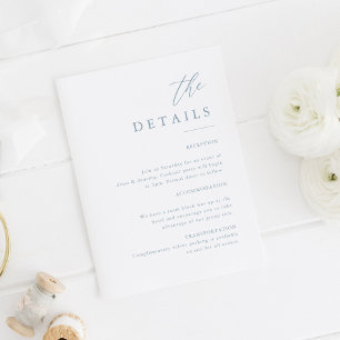 Carte D'accompagnement Dusty Blue Elegant Calligraphy Détails du Mariage