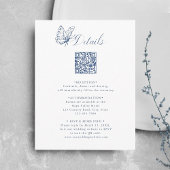 Carte D'accompagnement Dusty Blue Elegant Calligraphy Wedding Details