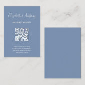 Carte D'accompagnement Dusty Blue Elegant Script | QR Code Wedding RSVP (Devant / Derrière)