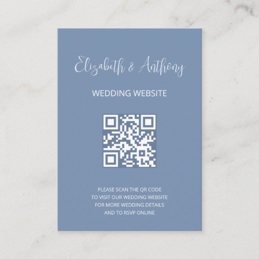 Carte D'accompagnement Dusty Blue Élégant Script | Réponse de Mariage ave (Devant)