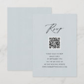 Carte D'accompagnement Dusty Blue Elegant Script Simple QR Wedding RSVP (Devant / Derrière)