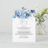 Carte D'accompagnement Dusty Blue et Navy Floral Mariage Information (Debout devant)