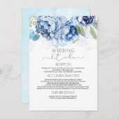 Carte D'accompagnement Dusty Blue et Navy Floral Mariage Information (Devant / Derrière)