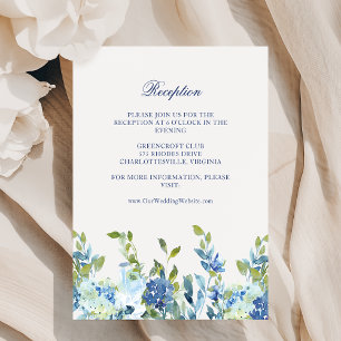 Carte D'accompagnement Dusty Blue et Navy Floral Wedding Réception