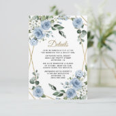 Carte D'accompagnement Dusty Blue et or élégant Floral Rustic Mariage (Debout devant)
