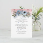 Carte D'accompagnement Dusty Blue Et Rose Gold Mariage Informations Invit (Debout devant)