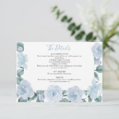 Carte D'accompagnement Dusty Blue Eucalyptus Floral Détails du Mariage (Debout devant)