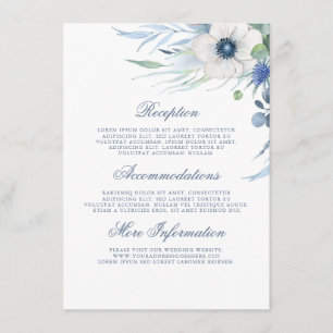 Carte D'accompagnement Dusty Blue Flora Détails du Mariage Information In
