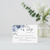 Carte D'accompagnement Dusty Blue Floral Ardoise Bleu Pastel Mariage RSVP (Debout devant)