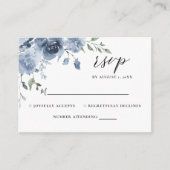Carte D'accompagnement Dusty Blue Floral Ardoise Bleu Pastel Mariage RSVP (Devant)