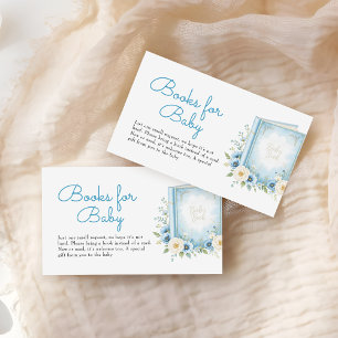 Carte D'accompagnement Dusty Blue Floral Baby shower Books Demande