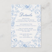 Carte D'accompagnement Dusty Blue Floral Chinoiserie Détails du Mariage (Devant)
