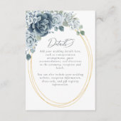 Carte D'accompagnement Dusty Blue Floral Élégant Détails de mariage (Devant)