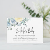 Carte D'accompagnement Dusty Blue Floral Greenery Livres pour bébé (Debout devant)