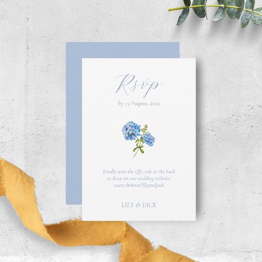 Carte D'accompagnement Dusty Blue Floral Hydrangea Wedding RSVP
