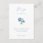 Carte D'accompagnement Dusty Blue Floral Hydrangea Wedding RSVP (Devant)