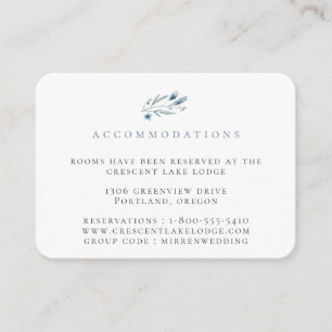 Carte D'accompagnement Dusty Blue Floral Mariage Hébergements