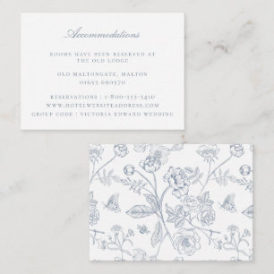 Carte D'accompagnement Dusty Blue Floral Mariage Hébergements