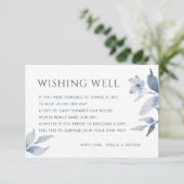 Carte D'accompagnement Dusty Blue Floral Mariage Wishing Well Card (Debout devant)