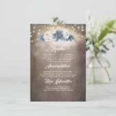 Carte D'accompagnement Dusty Blue Floral Rustic Mariage Information Invit (Debout devant)