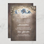 Carte D'accompagnement Dusty Blue Floral Rustic Mariage Information Invit (Devant / Derrière)