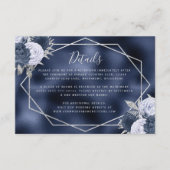 Carte D'accompagnement Dusty Blue Floral Silver Navy Foil Détails du Mari (Devant)