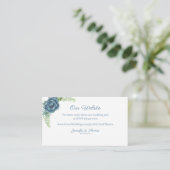 Carte D'accompagnement Dusty Blue Floral Succulents Site Mariage (Debout devant)