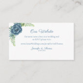Carte D'accompagnement Dusty Blue Floral Succulents Site Mariage (Devant)