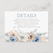 Carte D'accompagnement Dusty Blue Floral Wedal Détails de la réception (Devant)