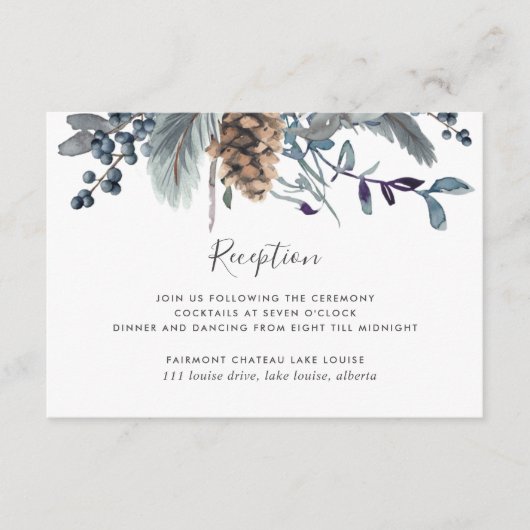Carte D'accompagnement Dusty Blue Floral Wedding Réception & (Devant)