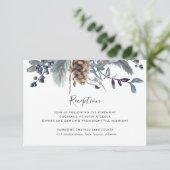 Carte D'accompagnement Dusty Blue Floral Wedding Réception & (Debout devant)