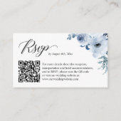 Carte D'accompagnement Dusty Blue Floral Wedding RSVP Online QR Code (Devant)