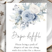 Carte D'accompagnement Dusty Blue Florals Diaper Baby shower Raffle