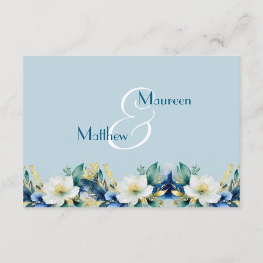 Carte D'accompagnement Dusty Blue Gold Parties scintillant QR Code Dîner  (Dos)