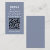 Carte D'accompagnement Dusty Blue Gray Modern Minimal Wedding Details QR  (Devant / Derrière)