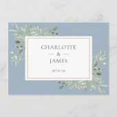 Carte D'accompagnement Dusty Blue Greenery Détails du Mariage Information (Dos)