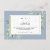Carte D'accompagnement Dusty Blue Greenery Floral Détails du Mariage (Devant)