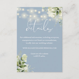 Carte D'accompagnement Dusty Blue Greenery String Lights Détails du Maria