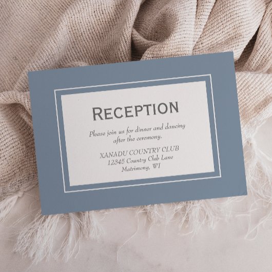 Carte D'accompagnement Dusty Blue Grey Réception de mariage moderne